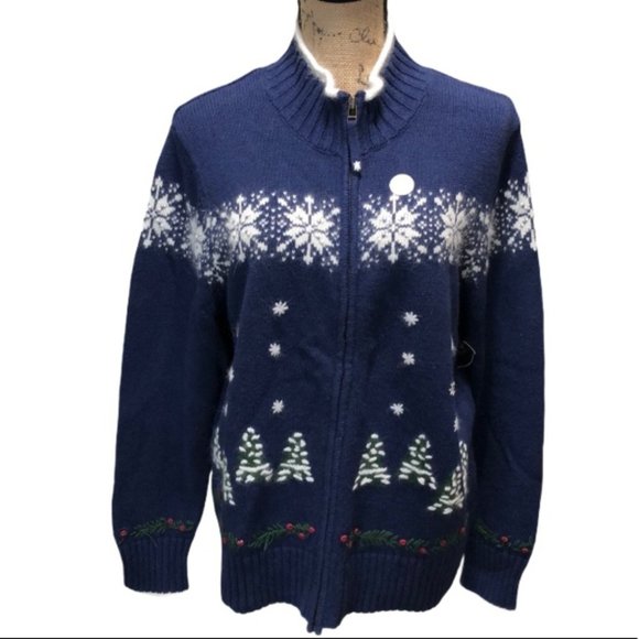 {Guide Series} NWT Fur Lined Festive Zip Sweater - Picture 1 of 7